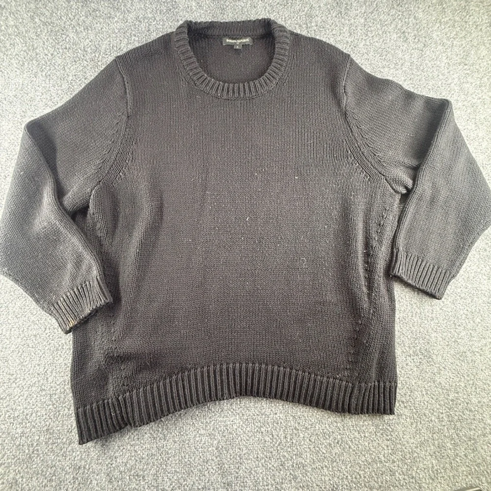 Banana Republic Mens Black Shaker Stitch Crew Neck Sweater Size S Cotton Blend